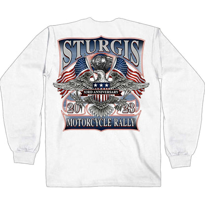 Hot Leathers SPB2107 Men's White 2023 Sturgis Vintage Patriot Long Sleeve Shirt
