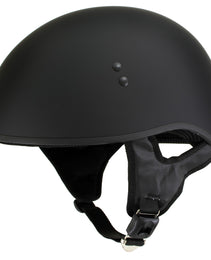 Hot Leathers HLD1001 'Flat Matte Black' Motorcycle DOT Skull Cap Classic Half Helmet for Men and Women Biker