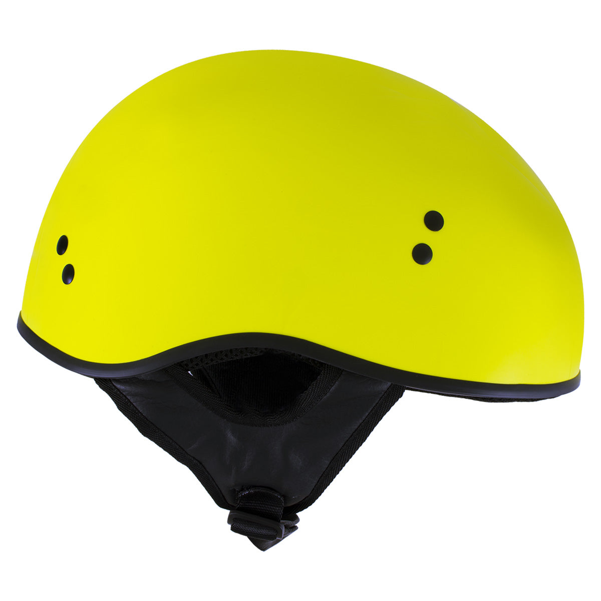 Outlaw T68 'The O.G.' Hi-Vis Yellow Advanced Motorcycle Skull Cap Half DOT Helmet