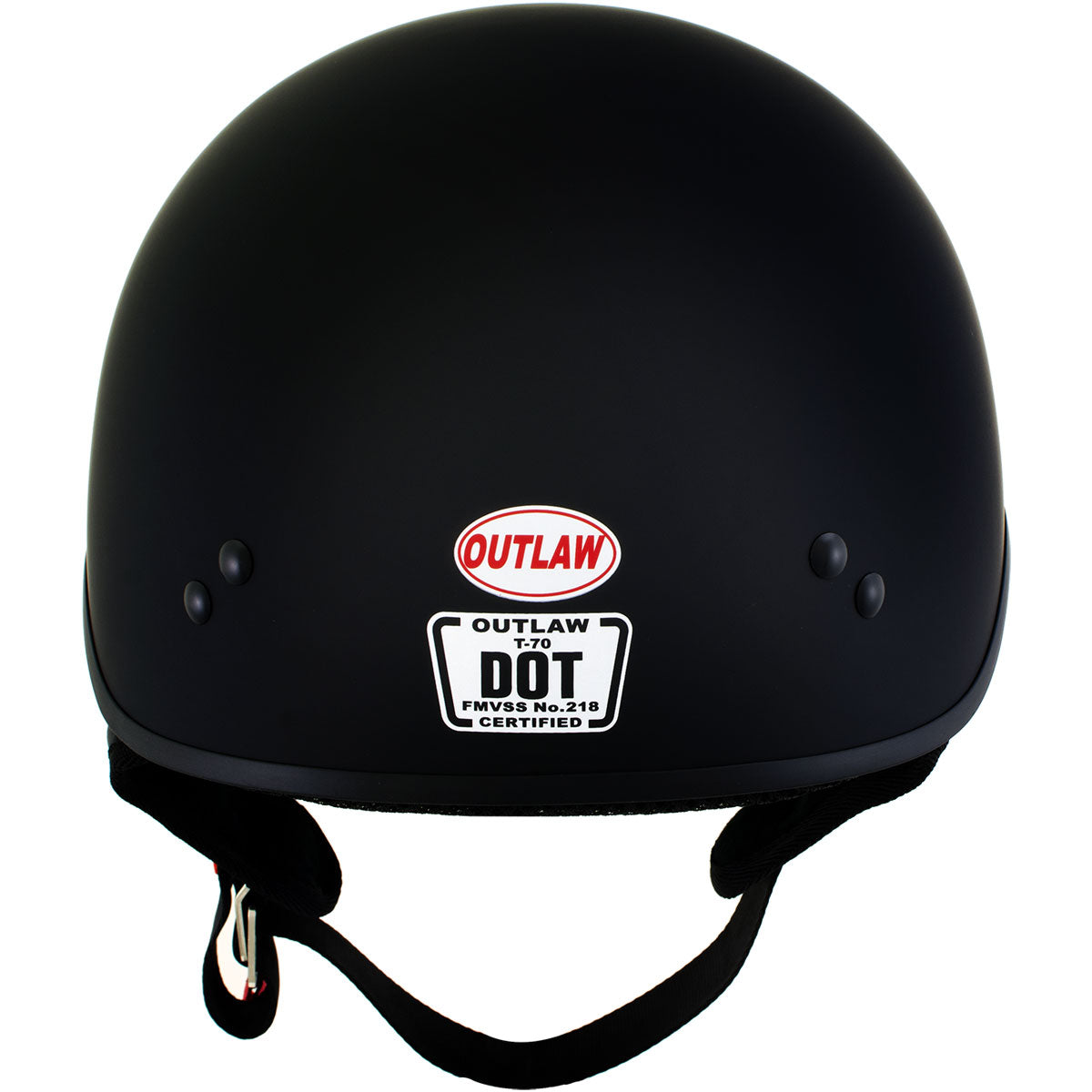 Outlaw T70 'Stealth'Advanced DOT Solid Flat Black Half Motorcycle Skull Helmet