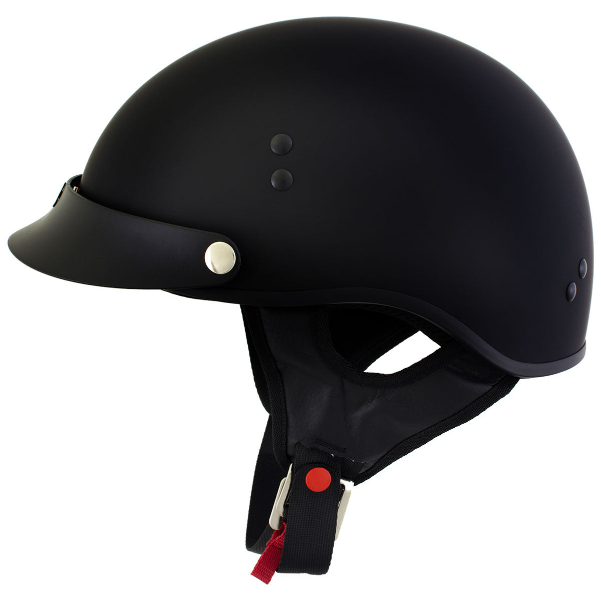 Outlaw T70 'Stealth'Advanced DOT Solid Flat Black Half Motorcycle Skull Helmet