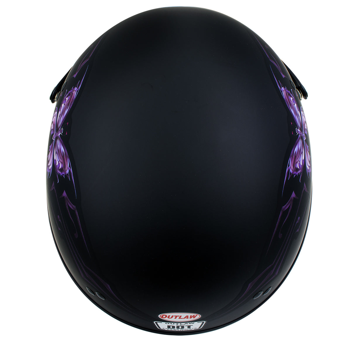 Outlaw T70 'Purple Butterfly' Advanced DOT Motorcycle Half Face Helmet