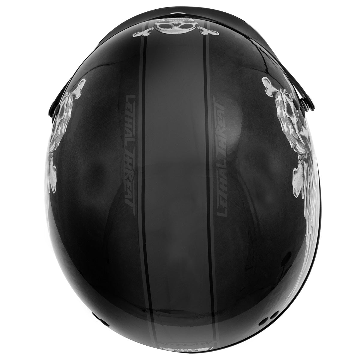 Outlaw T-70 'Freedom Skull' Advanced Motorcycle Half Helmet with Removable Visor