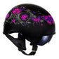 Hot Leathers HLT72 Gloss Black Pink Butterflies Advanced DOT Helmet for Men and Women with Drop Down Tinted Visor
