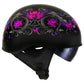 Hot Leathers HLT72 Gloss Black Pink Butterflies Advanced DOT Helmet for Men and Women with Drop Down Tinted Visor