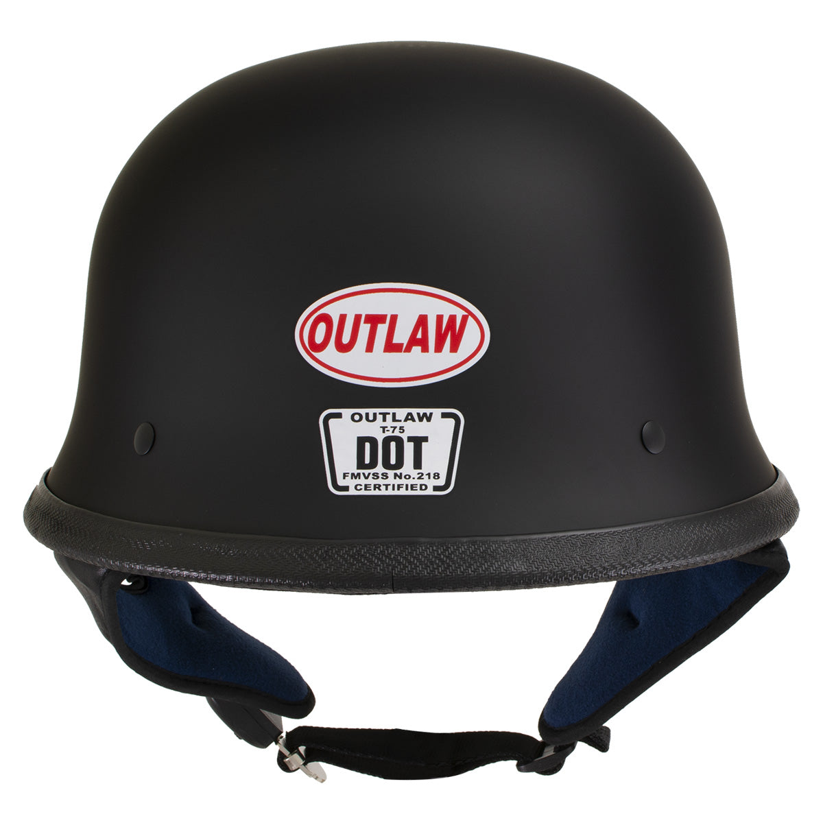 Outlaw T-75 'The Hanz' German Style Flat Black Advanced Motorcycle Half Helmet