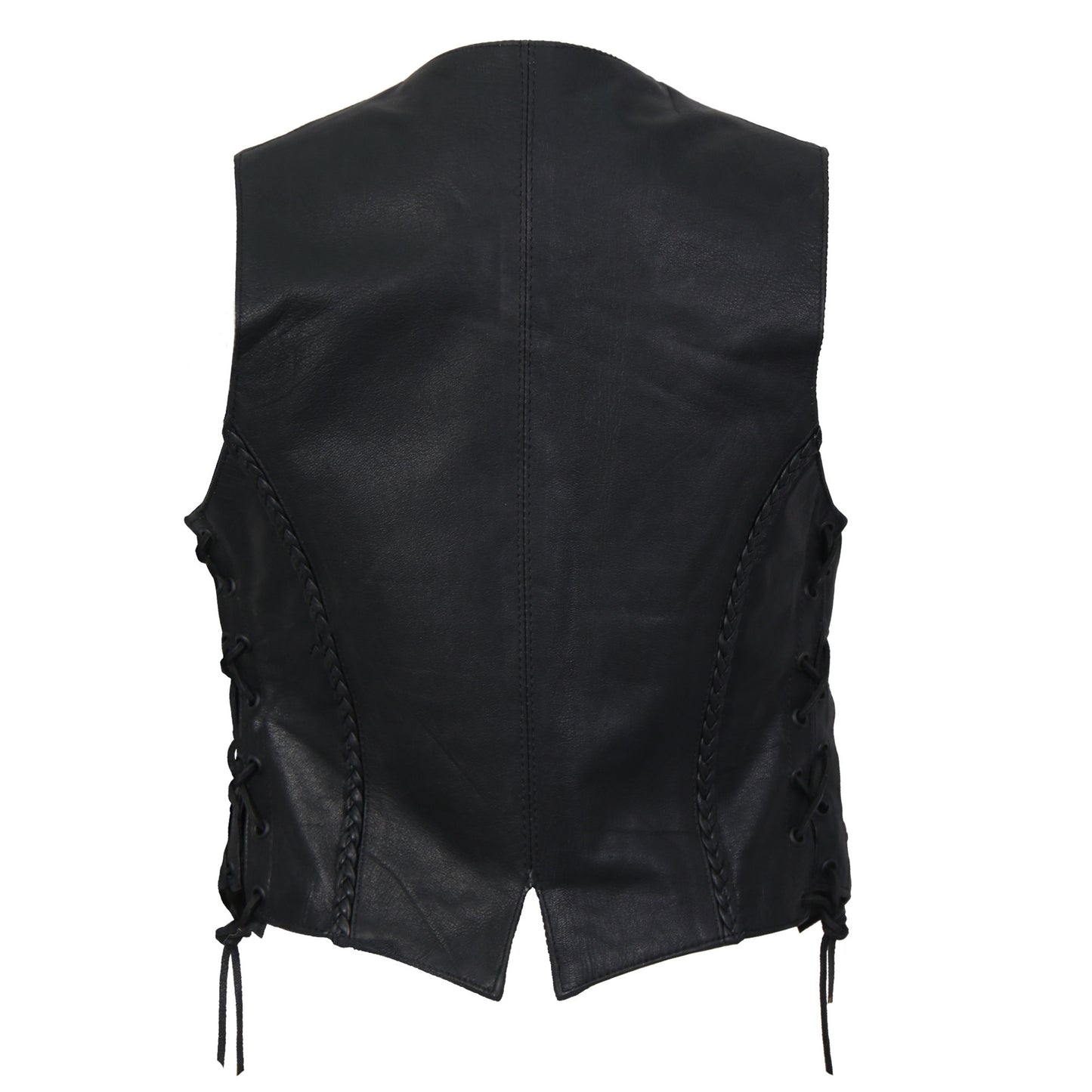 Hot Leathers VSL1006 Ladies Black Leather Braided Vest