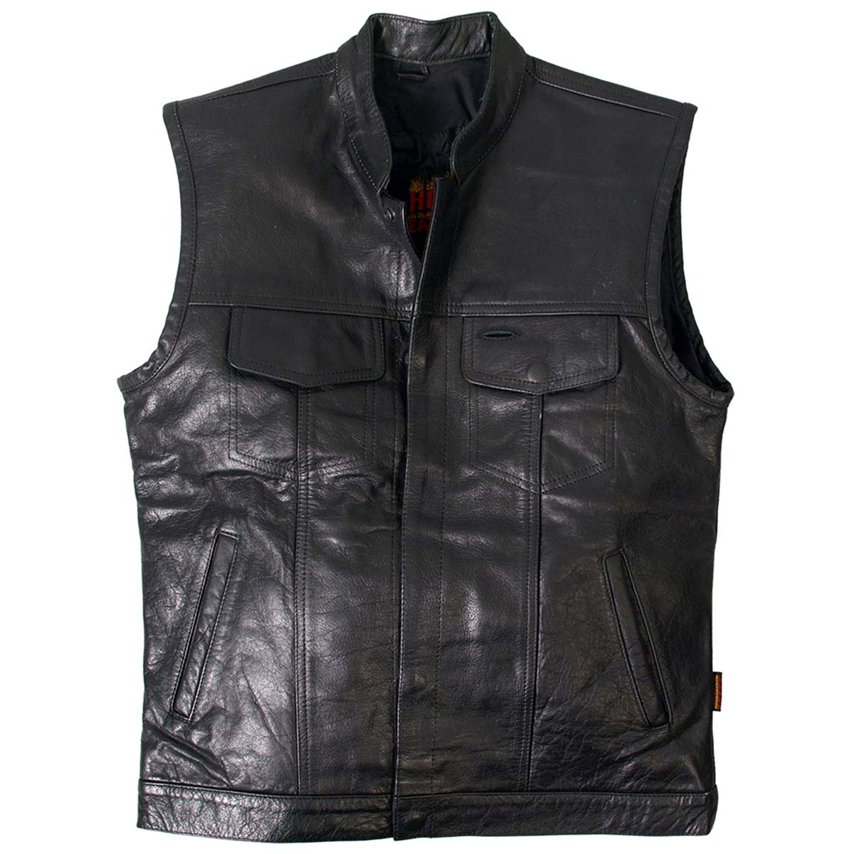 Hot Leathers VSM1018 Men's Black '10 Pocket' Cowhide Leather Vest