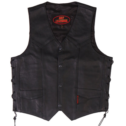 Hot Leathers VSM1033 Men's Black 'Classic Side Lace' Leather Vest