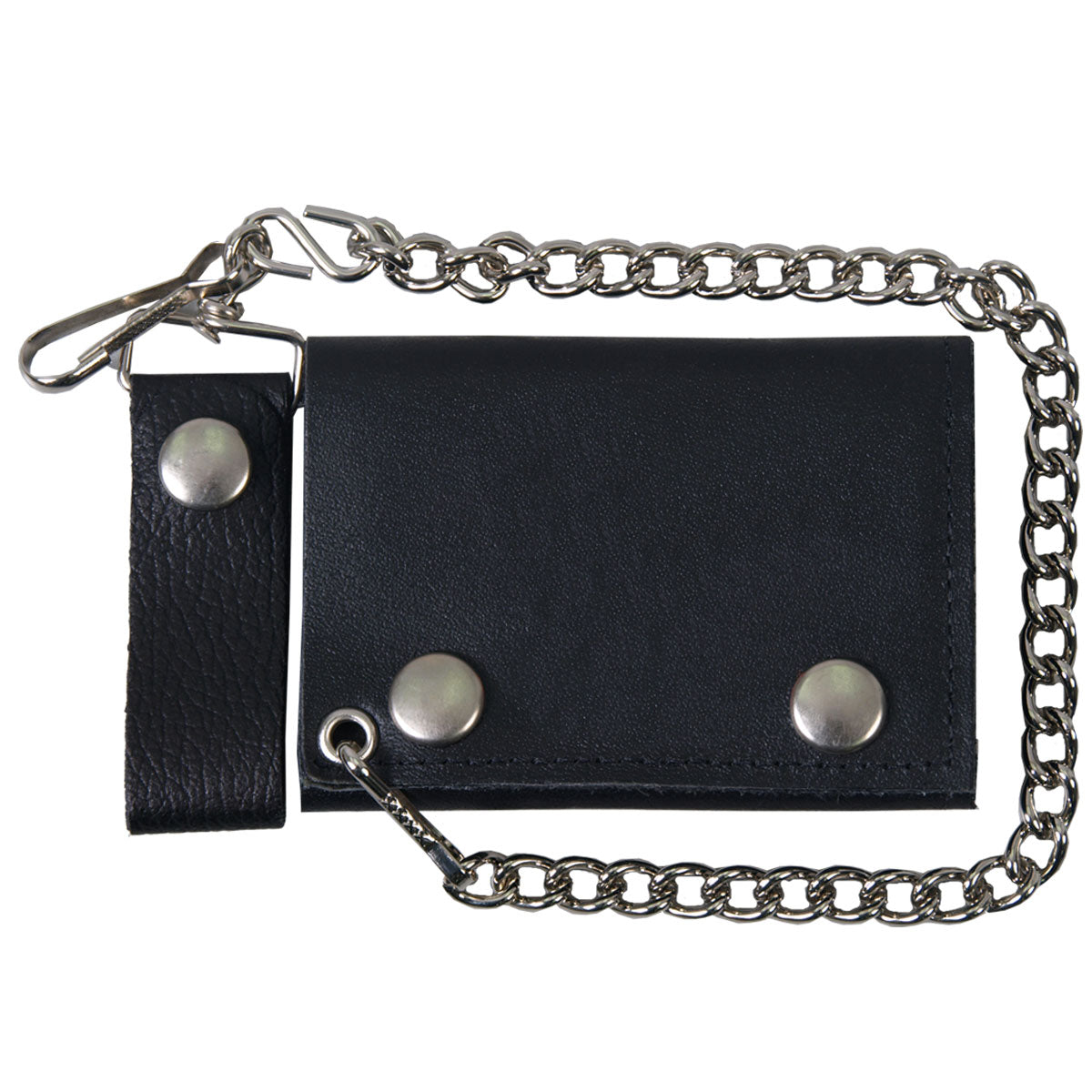 Hot Leathers WLB1001 Classic Black Leather Wallet with Chain