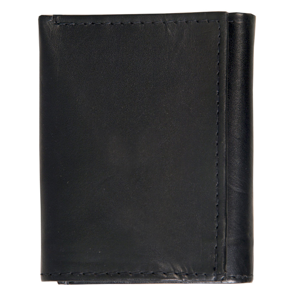 Hot Leathers WLD1008 Black Leather Tri-Fold Wallet