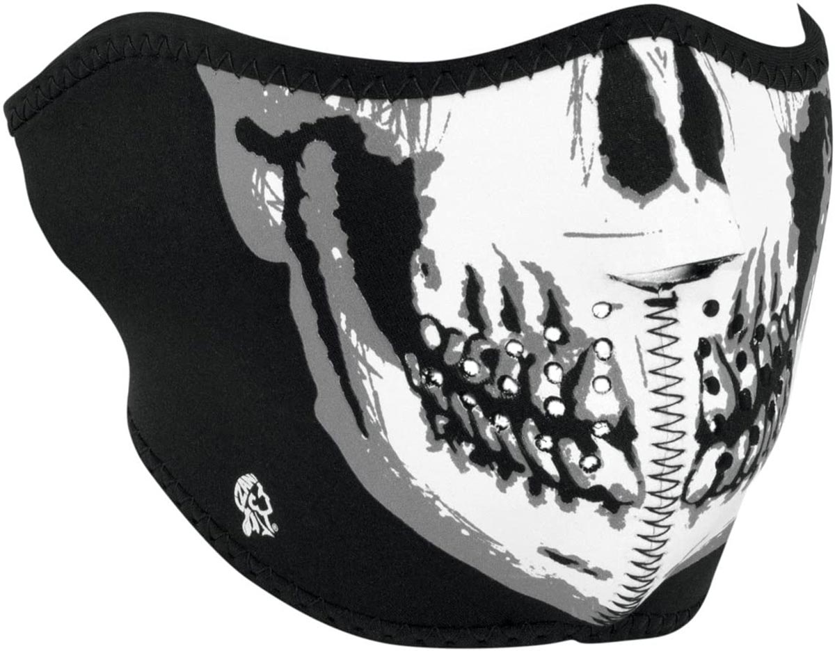 Zanheadgear WNFM002H White and Black Neoprene Skull Half Face Mask Design