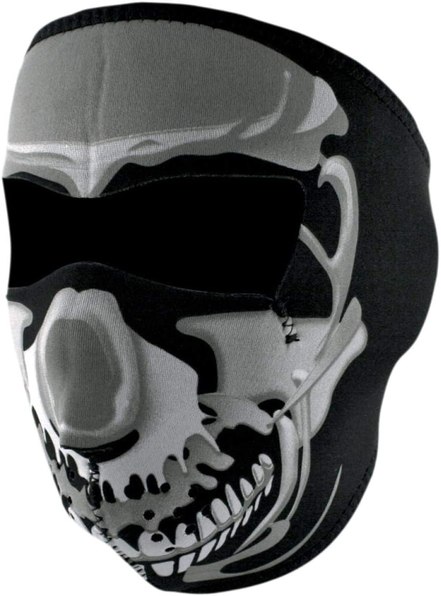 ZanHeadgear WNFM023 Neoprene Full Face Mask with Chrome Skull Design