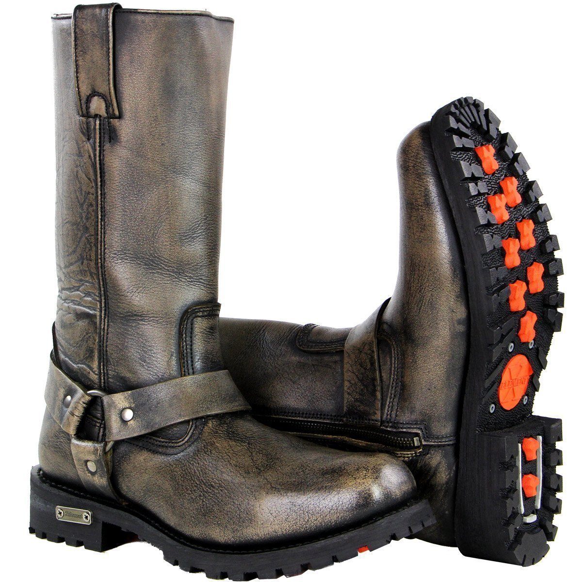 Xelement X99005 Men's Throttle Distressed Brown Motorcycle Performance Leather Boots