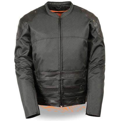 Milwaukee Leather MPM1755 Men's 'Assault Style' Black Leather and Textile M/C Jacket