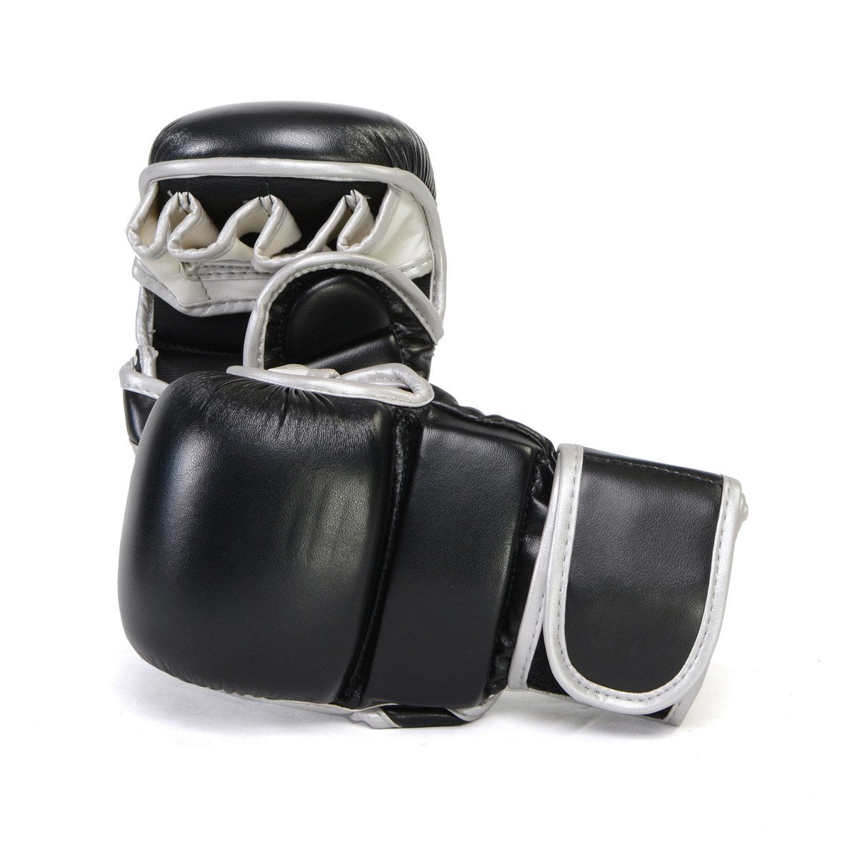 X-Fitness XF2001 7 oz MMA Hybrid Sparring Gloves-BLK/SILVER