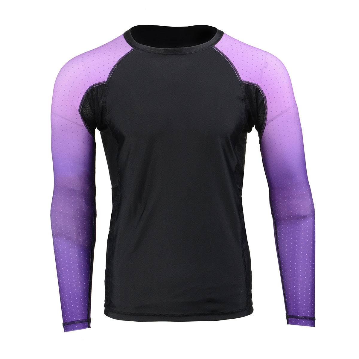 X-Fitness XFM7000 Men's Black and Purple Long Sleeve Compression Rash Guard Athletic Shirt- MMA, BJJ, Wrestling, Cross Training