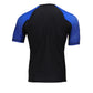 X-Fitness XFM7001 Men's Black and Blue Short Sleeve Compression Rash Guard Athletic Shirt- MMA, BJJ, Wrestling, Cross Training