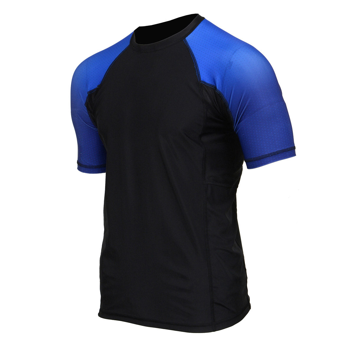 X-Fitness XFM7001 Men's Black and Blue Short Sleeve Compression Rash Guard Athletic Shirt- MMA, BJJ, Wrestling, Cross Training