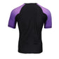 X-Fitness XFM7001 Men's Black and Purple Short Sleeve Compression Rash Guard Athletic Shirt- MMA, BJJ, Wrestling, Cross Training