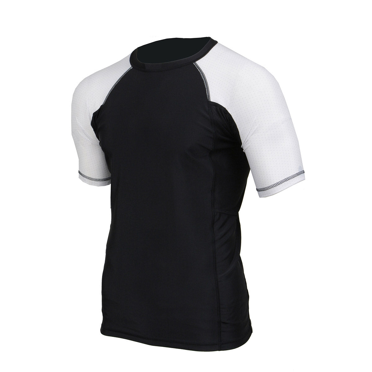 X-Fitness XFM7001 Men's Black and White Short Sleeve Compression Rash Guard Athletic Shirt- MMA, BJJ, Wrestling, Cross Training