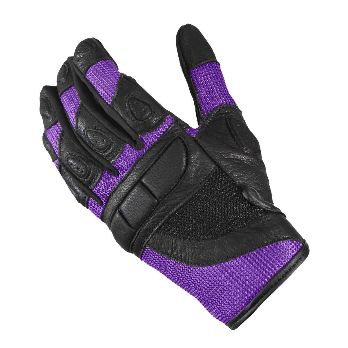 Xelement XG80208 Women's Black and Purple Mesh Cool Rider Motorcycle Gloves