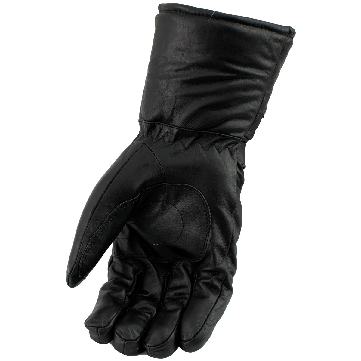 Men’s XS2066 Black Gauntlet Leather Motorcycle Winter Gloves with Rain Cover