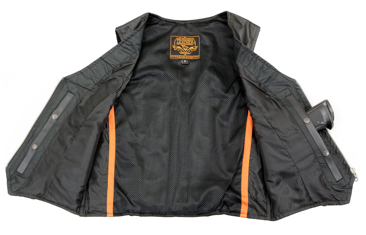 Milwaukee Leather XS1246 Ladies Black 'Braided' Classic Leather Vest