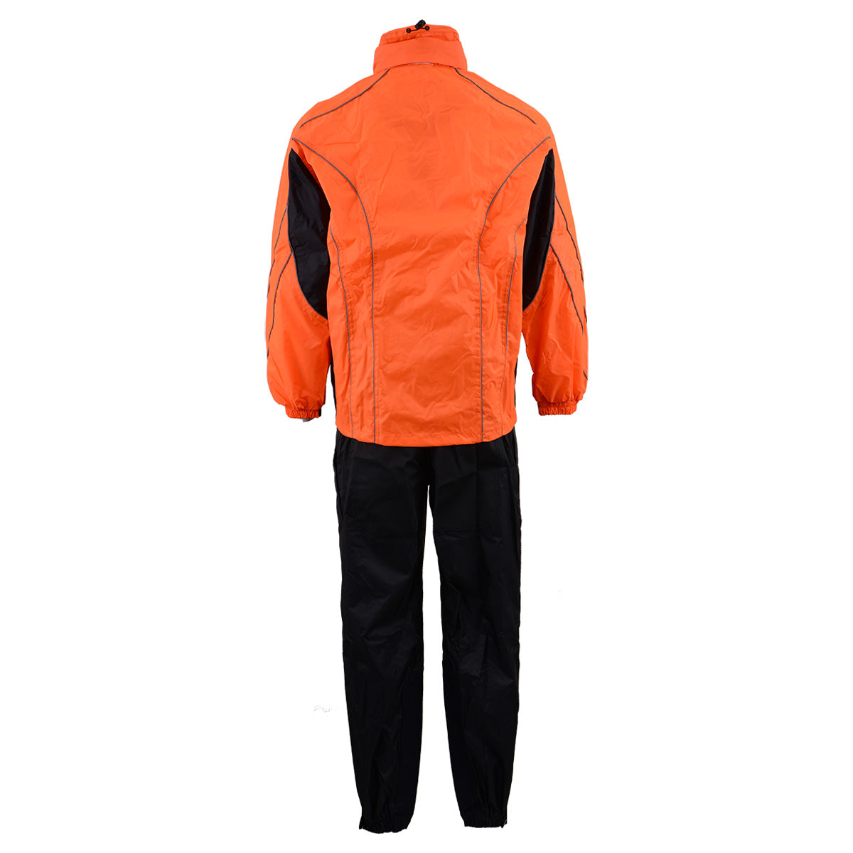NexGen Men’s XS5020 Orange and Black Hooded Hi Visibility Water Proof Rain Suit with Reflective Piping