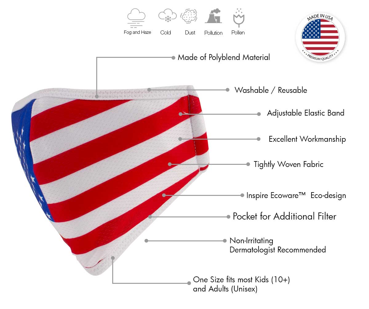 Xelement XS8001 USA Made 'American Flag' Protective Face Mask