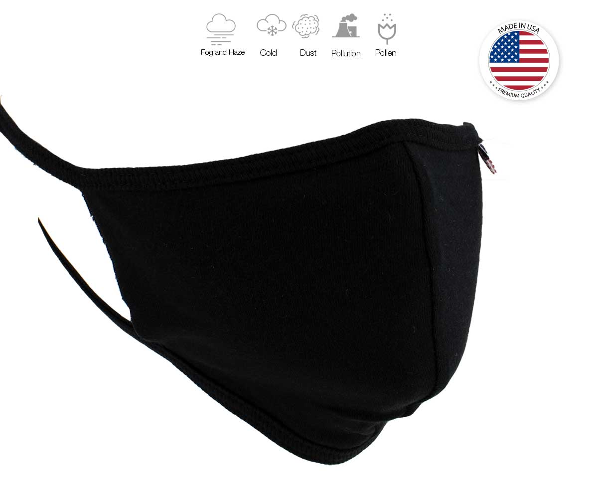 Xelement (Multi-Pack) XS8002 USA Made '100 % Cotton' Black Protective Face Mask (Multi-Pack)